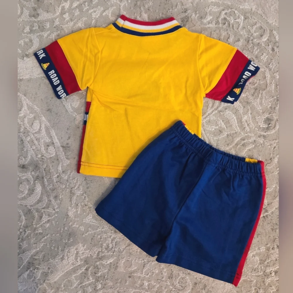 KidZone Vintage Y2k Construction Theme T-Shirt and Shorts Set